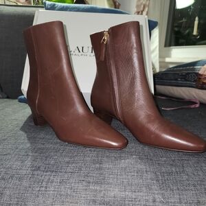 Lauren Ralph Lauren Willa Square‑Toe Leather Booties – NWB Size 6.5